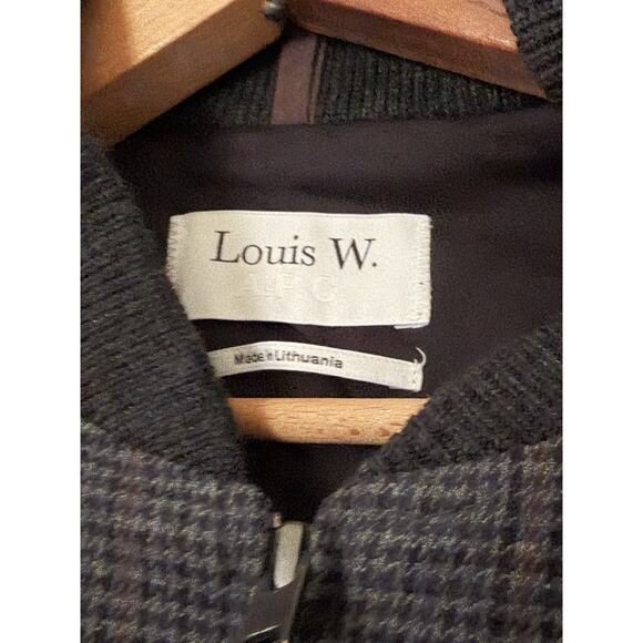 APC Louis W Men's Bomber Jacket Grey Houndstooth Japan Sz XS Small Oversized - Picture 2 of 7